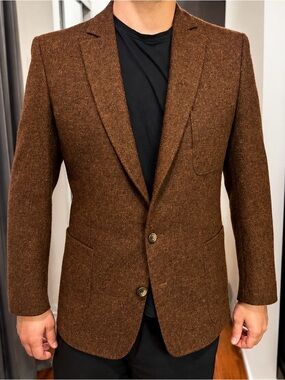 Vintage Andre Oliver Wool Blazer | Brown Textured Mens Designer Jacket